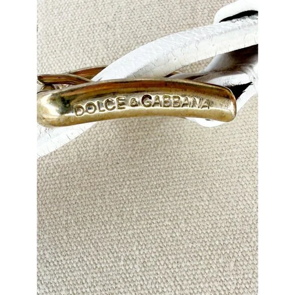 Dolce & Gabbana Skinny White Leather Belt Size: M  display picture 2